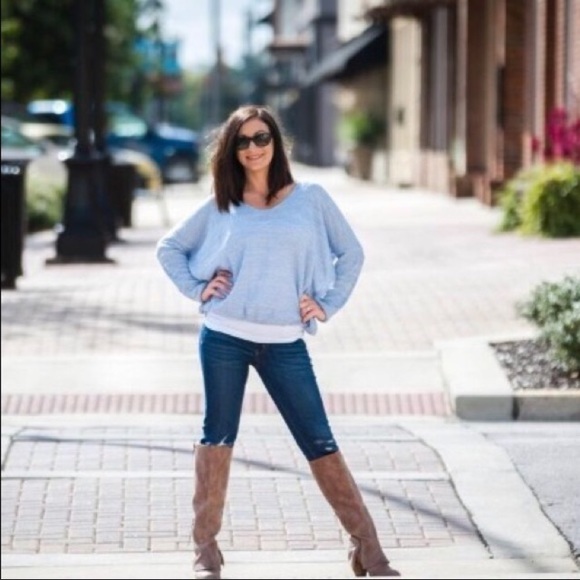 Periwinkle Blue Cross Back Sweater - Picture 4 of 8